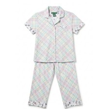Laura Ashley VTG Pajamas Set Sz Lg pastel plaid cottage core cotton blend lounge