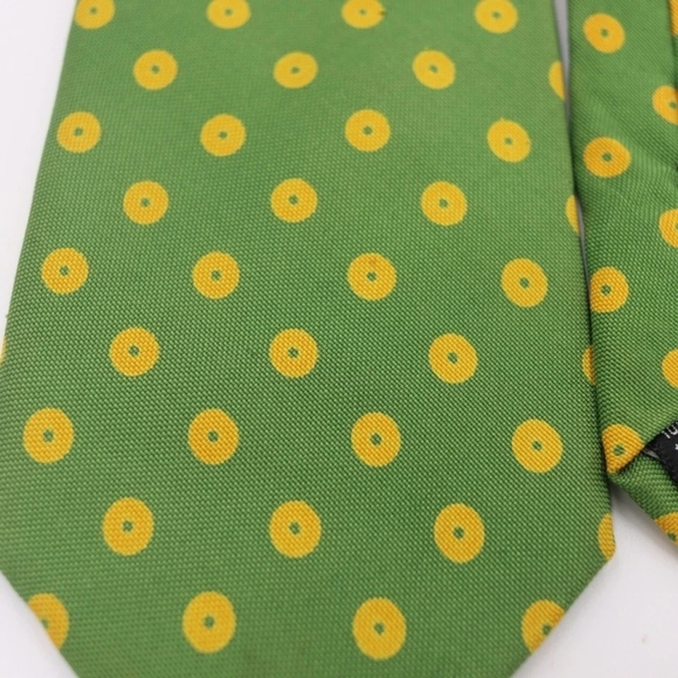 Corbata Rubinacci Vintage Verde Ojo de Buey Punto Seda Italia Estilo Clásico Foto 4 de 4