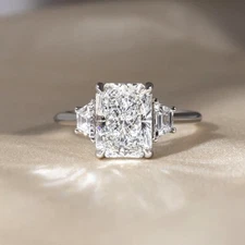 3.5 CTW Radiant Lab Grown Diamond Engagement Ring 14K Solid Gold IGI Certified