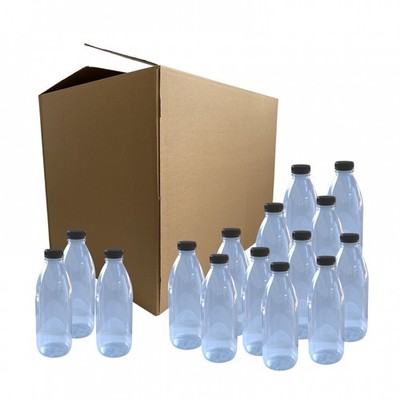 Liter Kunststoff Saftflaschen manipulationssicher Schraubverschluss - klar rund - Box mit 45