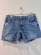 Old Navy Mid-Rise Boyfriend Denim Cutoff Shorts Women  s Size 12 Frayed Hem