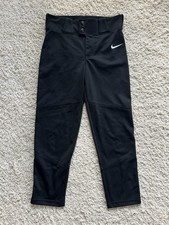 Nike Team Baseball Pants Youth M Black Dri Fit Athletic Baseball Embroidered