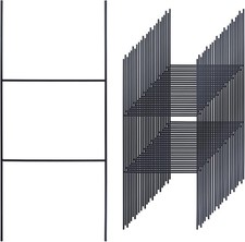 25 Pack H Frame Yard Stakes Metal, 16.5x7 Inch H for Signs, BLACK