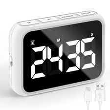 USB Rechargeable Loud Digital Kitchen Timer with Large LCD Display  Adjustable