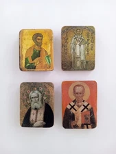Saints | Orthodox Christian Icons | Set of Four Miniature Handmade Wooden  Icons