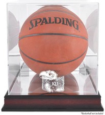 Kansas Jayhawks Mahogany Basketball Display Case w/Mirror Back