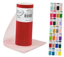 Decorative Matte Tulle, Lightweight Polyester Tulle Fabric for Tutus, Red