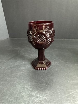 Vintage Avon Cape Cod Ruby Red Wine Goblet, Cordial Glass, w/Original Box