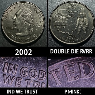 Rare 2002-P Ohio State Quarter-Collectible ERROR-Strong DDO