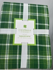 Storehouse Oblong Green Tartan Plaid Tablecloth 60x84