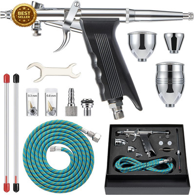 Airbrush Kit, Air Brush Painting Set, Double Action Trigger Airbrush Gun with 0.