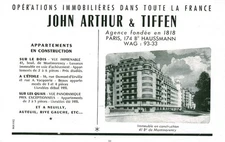 Publicité ancienne opérations immobilières John Arthur &  issue de magazine 1954