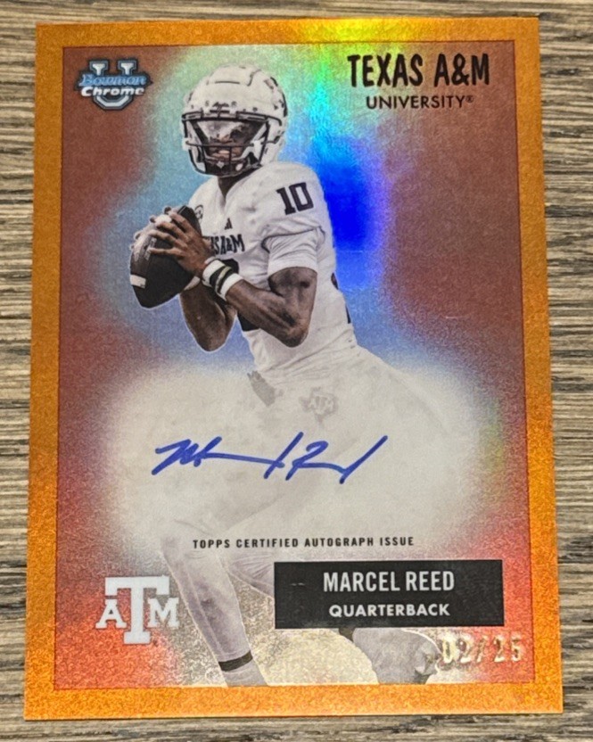 2025 Bowman Chrome University 1955 Bowman AUTO Marcel Reed Orange Refractor /25