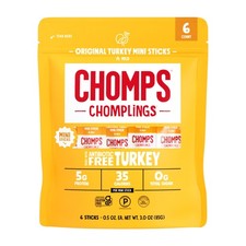 CHOMPS MINI Free Range Turkey Jerky Meat Snack Sticks, 0.5 Ounce Pack of 6
