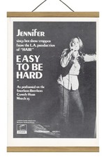 Rare Jennifer Warnes Easy To Be Hard Original Promo ad, Mounted w/Magnetic Frame