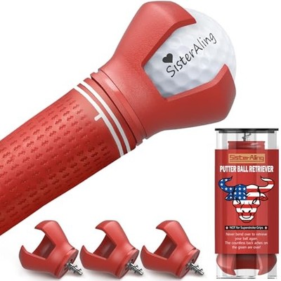 3-Prong Golf Ball Retriever Grabber Pick Up,Back Saver Claw Put On Red 3 PACK