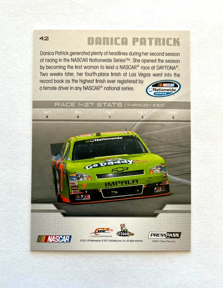 Danica Patrick NASCAR 2012 Press Pass #42 Autographed Signed - Image 3 of 3
