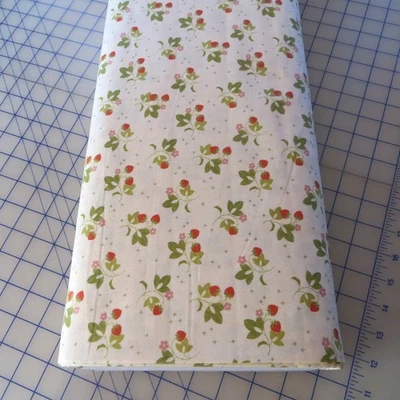 Yard ~ Tossed Strawberries On Cream by Marcus $3.99 Ships ANY Amount Fabric - Image 1 of 4
