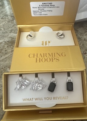 Bomb Party- Charming Hoops- A Fairytale Hoop ER57630 Rhodium Black Onyx CZ