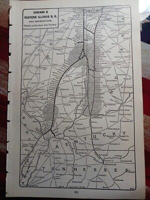 1902 Zug Streckenkarte CHICAGO & EAST ILLINOIS RAILROAD Kohleterritorium Indiana 