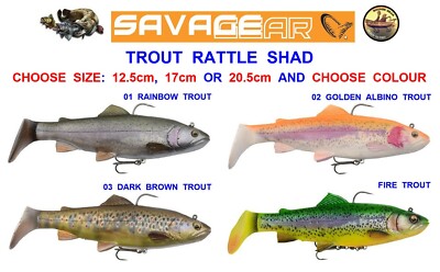 SAVAGE GEAR 3D 4D TROUT RATTLE SHAD SEA COARSE BOAT FISHING SPINNING PIKE  LURE UK