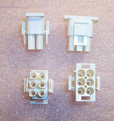 QTY (25) 6 POSITION 3x2 PLUG HOUSING RECEPTACLES LATCH LOCK 6.35mm 350715-4 AMP