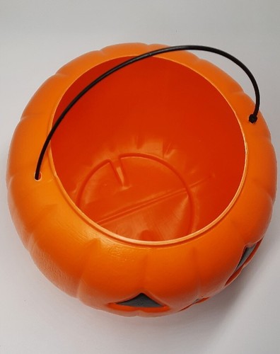 8" Jack O Lantern Blow Mold Pumpkin Trick or Treat Candy Pail - Picture 6 of 6