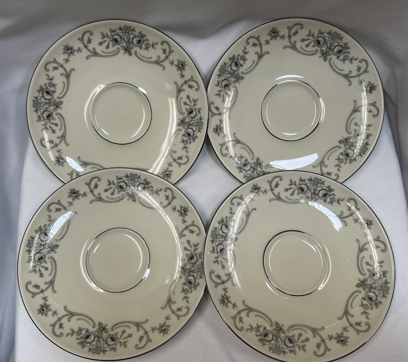 HAVILAND JOHANN Rhineland Danube Set of 4 Saucers Blue Rose Vintage Germany