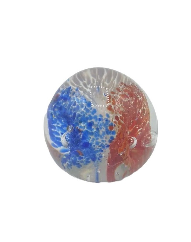 Vintage Paperweight art glass Handblown  Fireworks Red, White, & Blue