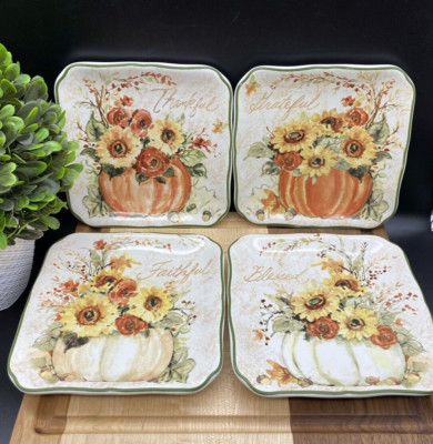 Certified International Harvest Morning 6'' Canape/Lunch Plates (6''x6'') SET OF 4
