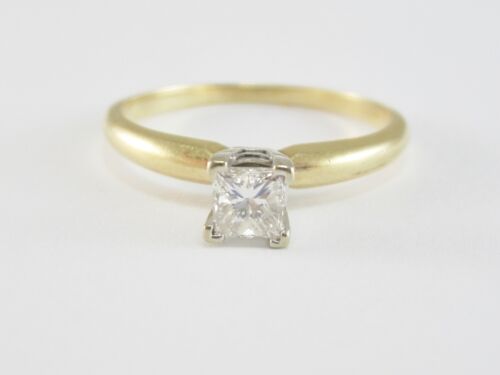 LADIES 14K GOLD PRINCESS CUT DIAMOND SOLITAIRE ENGAGEMENT RING 0.34CT. 2.1G - Picture 1 of 8