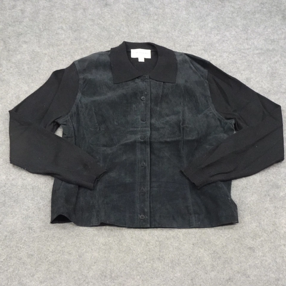 Chaqueta De Colección Emanuel Ungaro Mujer Grande L Negro Gamuza Lana Abrigo Abotonado Foto 2 de 4