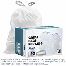 Plasticplace Custom Fit Trash Bags Compatible with simplehuman Code J, 50 Count
