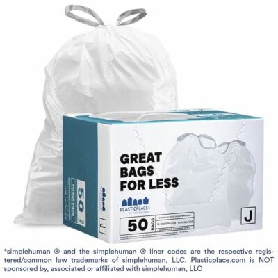 Plasticplace Custom Fit Trash Bags Compatible with simplehuman Code J, 50 Count