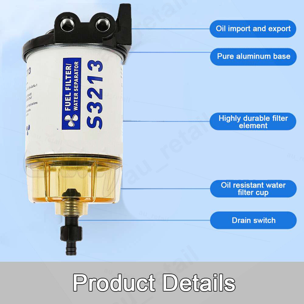 10 Micron Boat Fuel Filter Element Water Separator S3213 Outboard