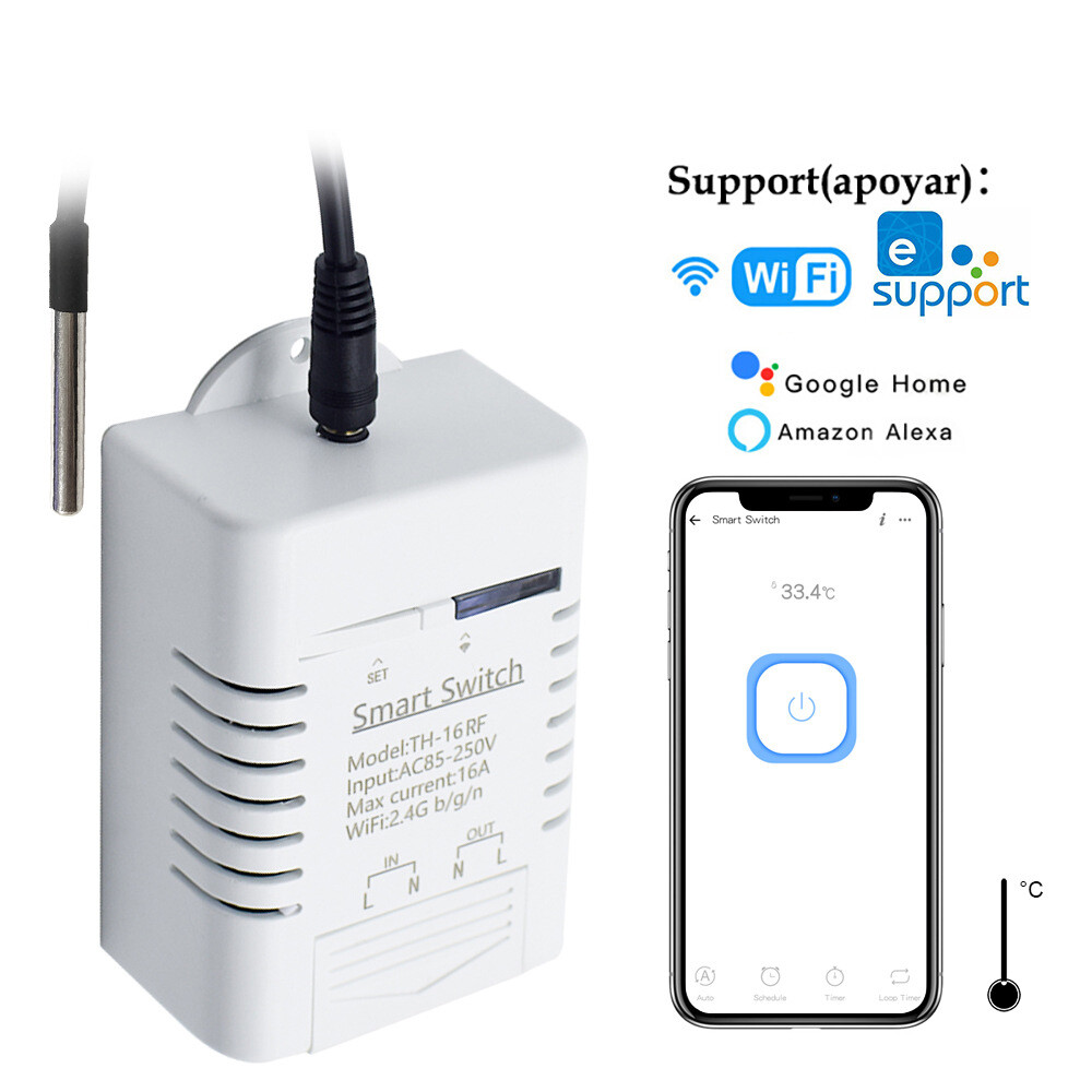 Smart Switch With Indicator Wireless Temperature Humidity Control 16A WiFi Switc