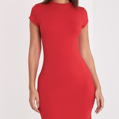 Stella Luce Red Mock Neck Bodycon Dress | eBay