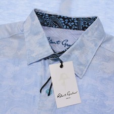 Robert Graham NWT Wave You Casual Button Down Shirt Size L Classic Fit in Blue