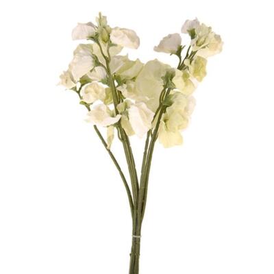 Bündel 4 weiße künstliche Erbsenstiele, Seidenblumen realistische Erbsen
