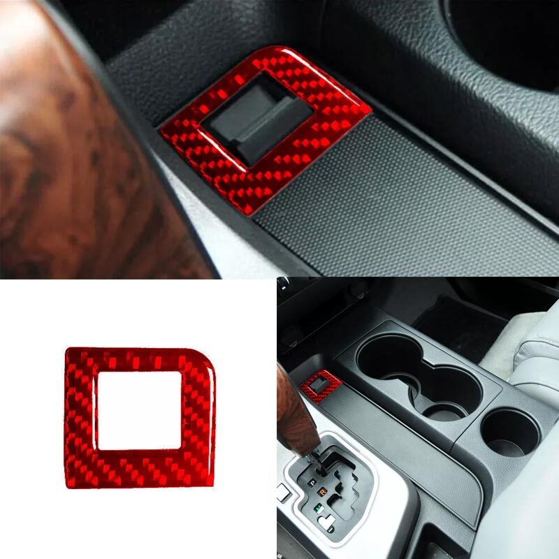 Red For Toyota Tundra 2007-2013 Console Storage Switch Frame Trim Carbon Fiber