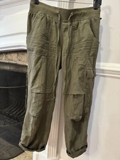 Tommy Hilfiger Women's Cargo Pants, Rolled Hem, Drawstring Pocket, Thyme XS
