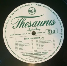 RCA Thesaurus 12" Radio Commercials Jingles Loans Farm Equipment Harvesting VG+