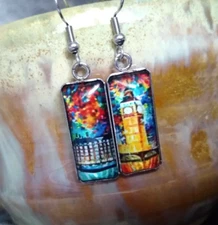 Great British Parliament House of Lords Big Ben Watercolor Glass Earrings 