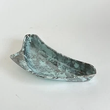 Vintage Santa Anita Ware Turquoise And Silver Mist Dish Bowl MCM Ceramic Atomic