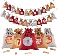 Adventskalender JutesäCkchen 24 BefüLlbare GeschenksäCkchen Kinder Rot