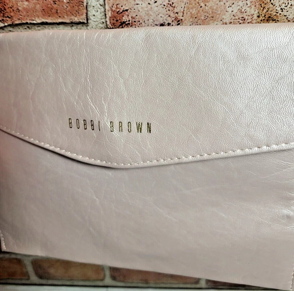 Bolso sin asas Bobbi marrón rosa brillante NUEVO bolso de cosméticos de maquillaje cierre a presión 9 x 7 Foto 4 de 4