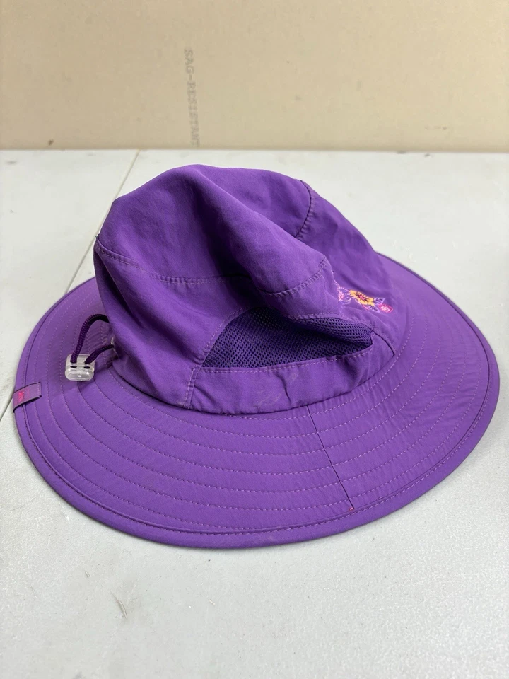 REI ведро солнца шляпа детей 4-7 лет фиолетовый нейлон широкие поля подбородок ремень легкий крышка - Изображение 3 из 4