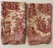 2 Waverly Valances French Toile Red Gingham Check 17” x 77” New Priority Ship