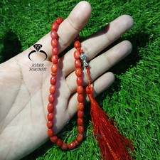 Premium Natural Coral Tasbih 33 Beads Misbaha Subha Islamic Rosary Tasbeh