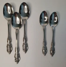 Oneida Pembrooke Renoir 3 Oval Soup Spoons + 2 teaspoons SSS Stainless Flatware